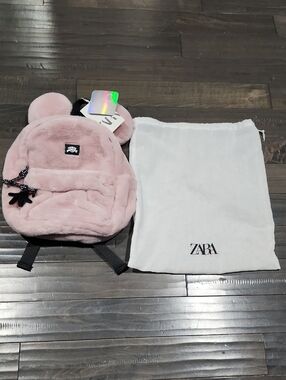 Mickey Mouse ZARA Kids 100th Anniversary Soft Pink Faux Fur Kids Backpack